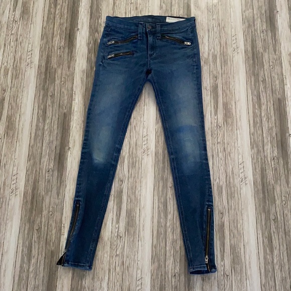 RAG & BONE Denim Skinny Jeans Zip Detail in color Mercer Sz 25 $298 - Picture 1 of 12